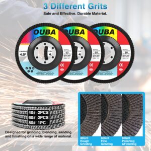 OUBA Cut Off Wheel & Grinding Wheel Flap Disc 43PCS 4 1/2 Inch Angle Grinder Discs Including Cutting wheels, Grinder Disc, Sanding Disc & Wrench 4.5inch x 7/8" Arbor Metal Stainless steel Cut Off Disc