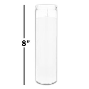 White 8" Prayer Glass Candles - Bundle with 12 White Prayer Candles for Vigils, Prayers, Cemetery, Blessing Ceremonies, Candles Bulk & Bible Bookmark