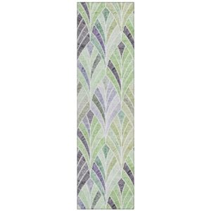 addison rugs chantille acn851 green 2'3" x 7'6" indoor/outdoor hallway runner rug, machine washable, stain resistant, easy clean, non shedding, for kitchen, bathroom, laundry and bedroom