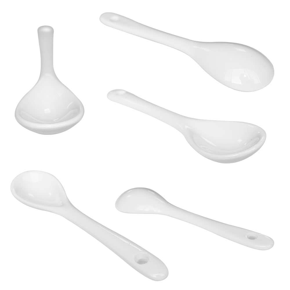 Xmomx 10 Color Porcelain Egg Spoons Ceramic Spoons 5 inch Coffee Dessert Yogurt Tea Milky Tea