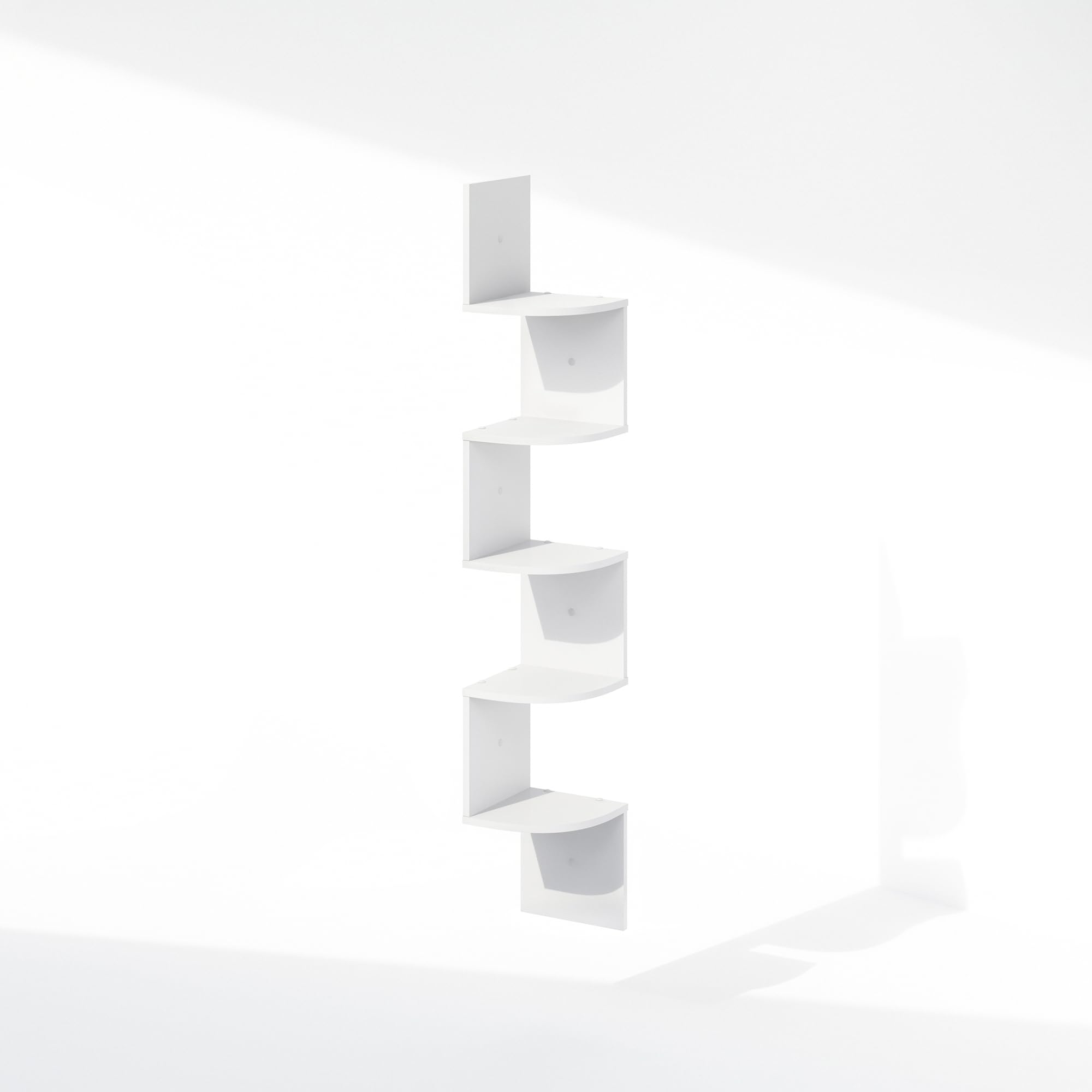 Furinno 5-Tier Floating Corner Shelf, Wall Mount Shelves for Storage and Display, White