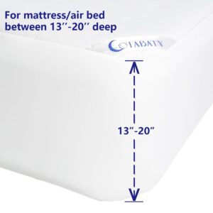 Cotabaty Twin Mattress Pad Air Mattress Cover, Soft Quilted Mattress Topper with Deep Pocket Fits 13 to 20 Inch Mattress - Breathable Fitted Mattress Protector for Air Bed (75x39'', White)