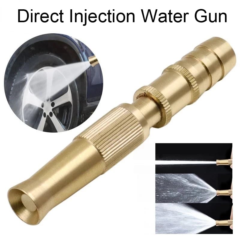 RecDec 2 Pack High Pressure Hose Nozzle Brass Adjustable Twist Spray Sprinkler Heavy Duty Quick Connect Jet Sweeper Spout for Water Gun Tap Spigot Garden Hose Connector Fittings Pipe