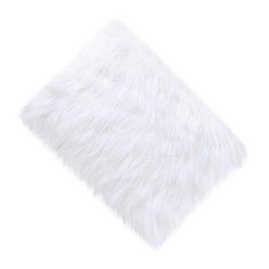 ningdan 14x10 inches 1pcs rectangle faux fur plush cushion, area rugs fluffy carpet mini small size fit,for tabletop photography,home decor,product display,locker accessories for girls (white)