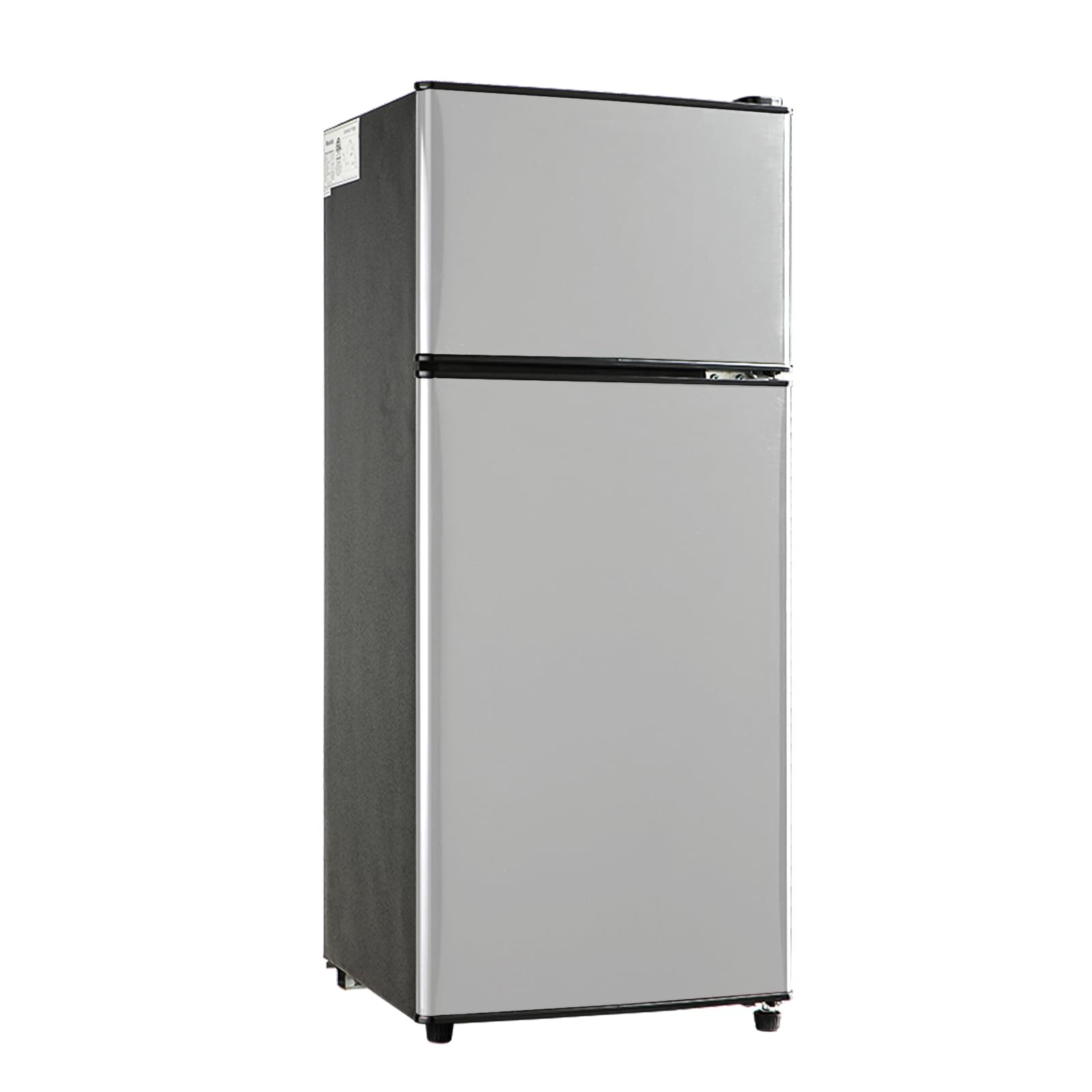 Kazigak 3.5 Cu.Ft Mini Fridge with Freezer, Double Door, Small Refrigerator,7-Level Adjustable Thermostat, Quiet Mini Fridge for Bedroom, Dorm, Office, Apartment Silver