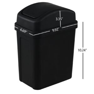 Minekkyes 1.8 Gallon Swing Top Trash Can, Small Swing Garbage Can, Black