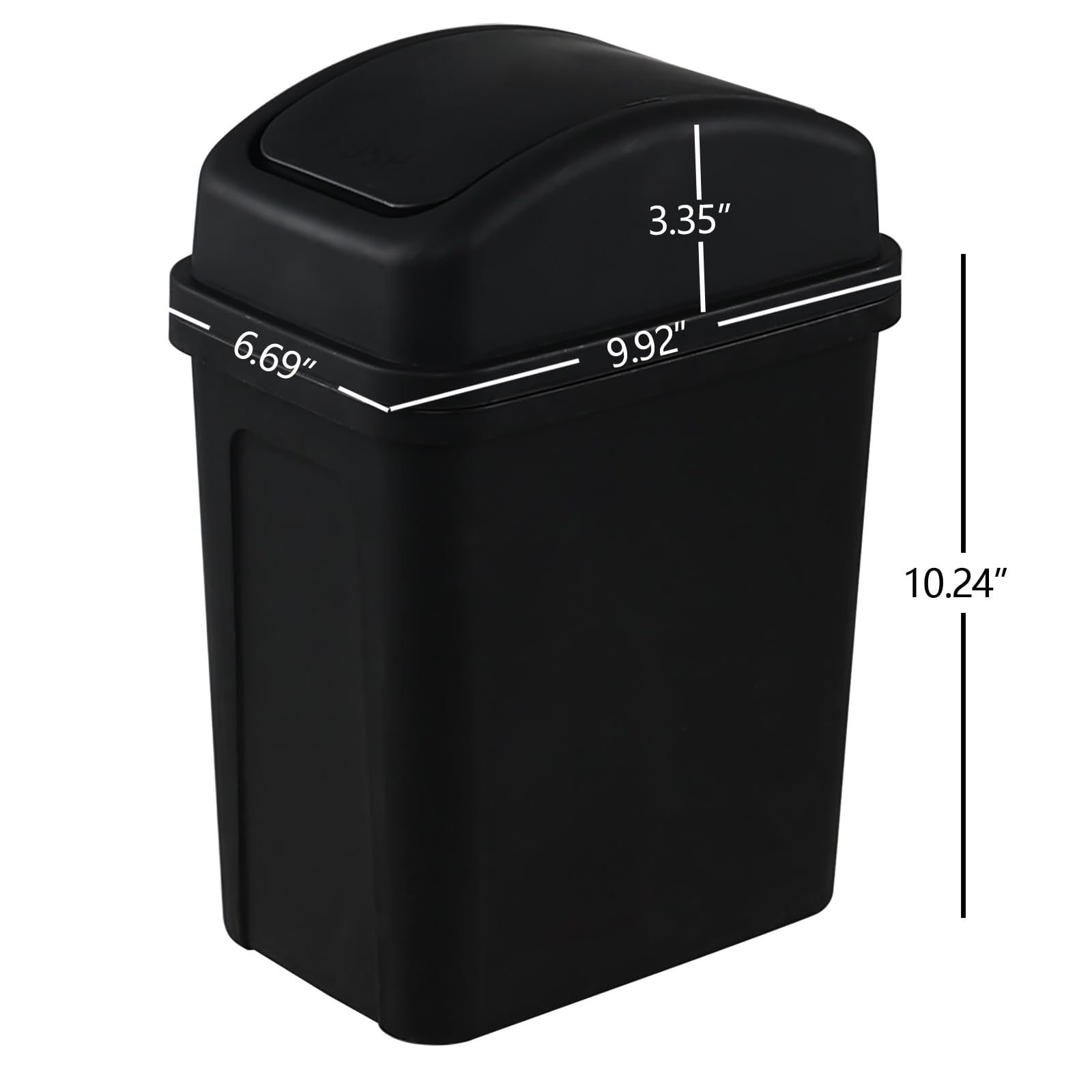 Minekkyes 1.8 Gallon Swing Top Trash Can, Small Swing Garbage Can, Black