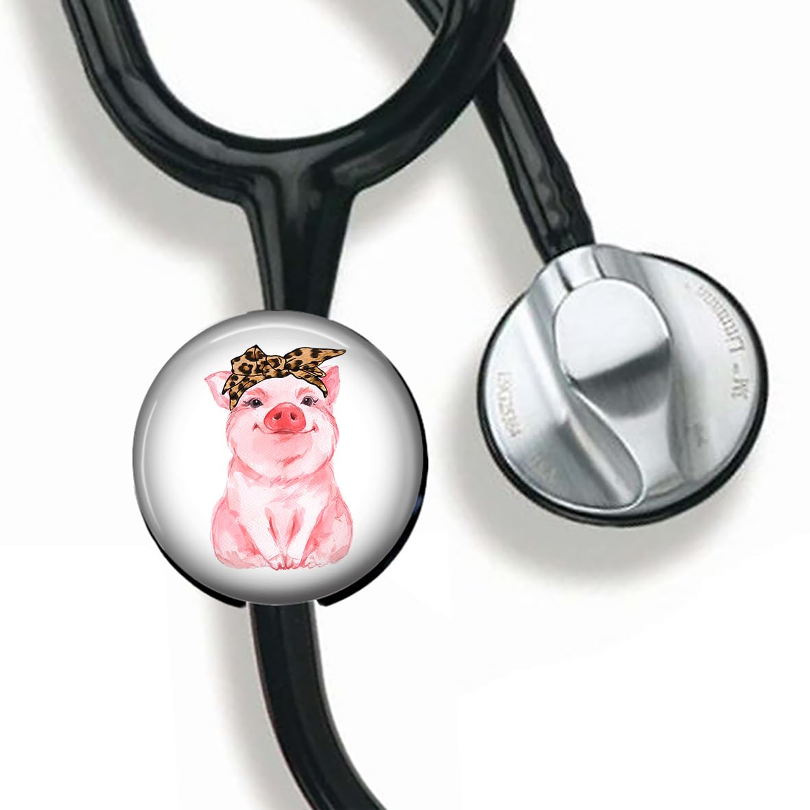 Pig Stethoscope Tag Personalized,Nurse Doctor Stethoscope ID Tag Customized, Medical Stethoscope Name Tag with Writable Surface-Black