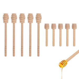 wooden honey dippers 10 pcs set honey dipper sticks honey mixing stirrer for party favors décor food boards, 5 pcs 6 inches & 5 pcs 3 inches