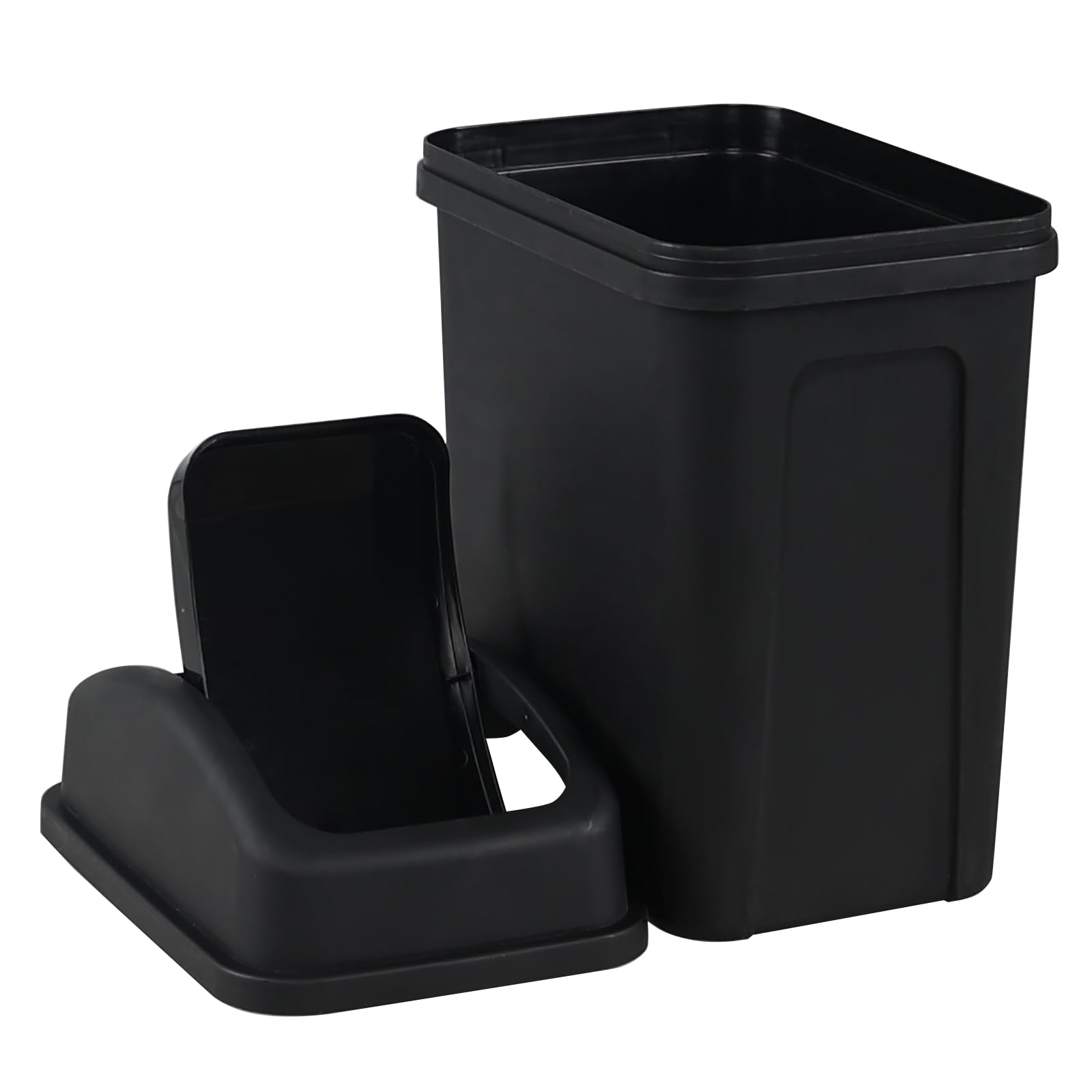 Minekkyes 1.8 Gallon Swing Top Trash Can, Small Swing Garbage Can, Black