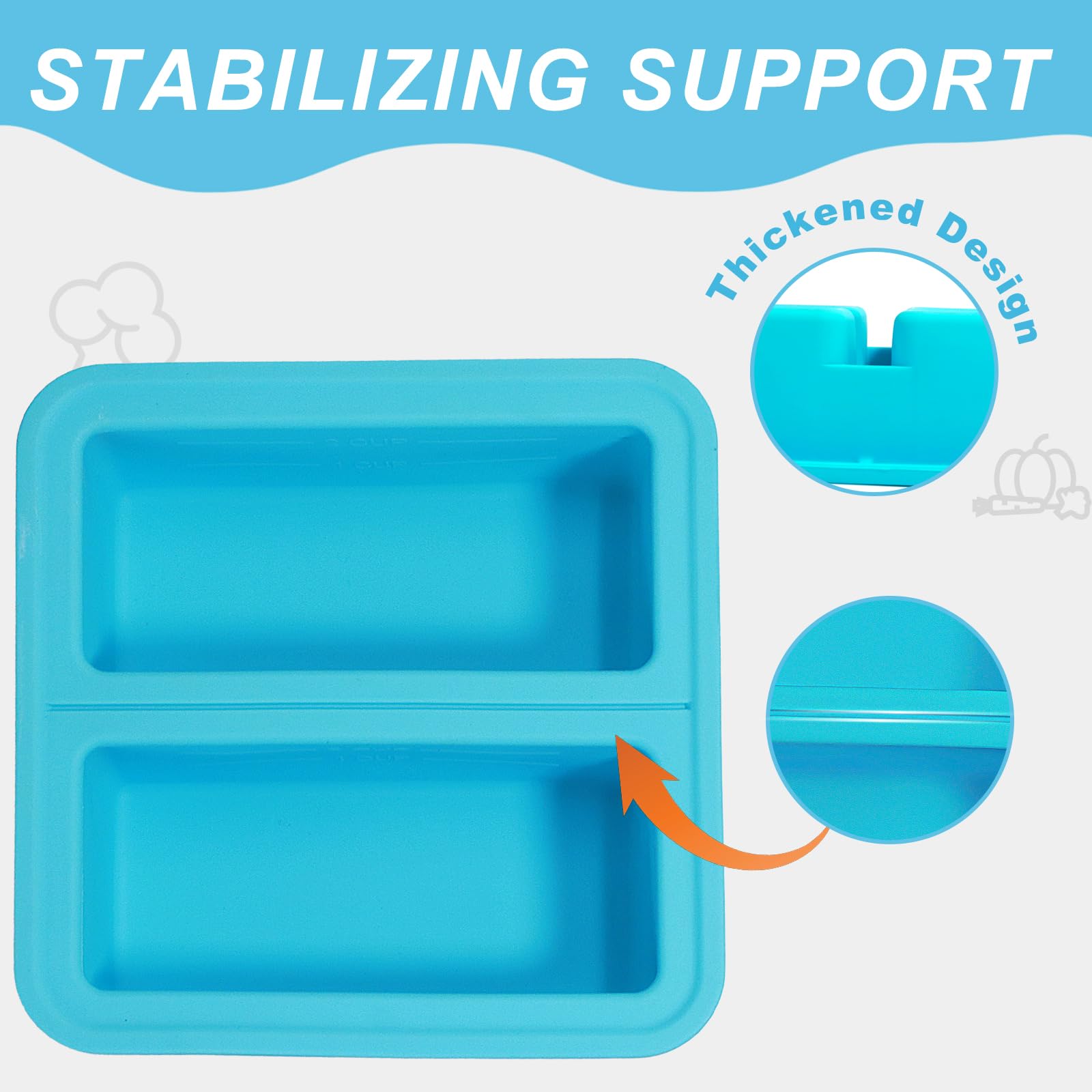 2pack Silicone Freezer Tray for Soup Cube Silicone Freezing Tray with Lid,Large Ice Cube Tray freezer Food Molds,Store Soup,Sauce,Leftovers - Makes Perfect cube storage Silicone Molds ice(2 CUP/2Pack)