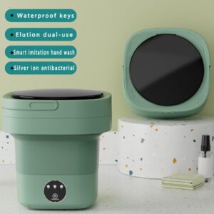 8L Foldable Mini Washing Machine, Portable Washing Machine and Spin Dryer with 3 Modes, Camping,RV, Travel Washing Machine for Underwear, Light Clothes, Socks, UK Plug (US Plug, Green)