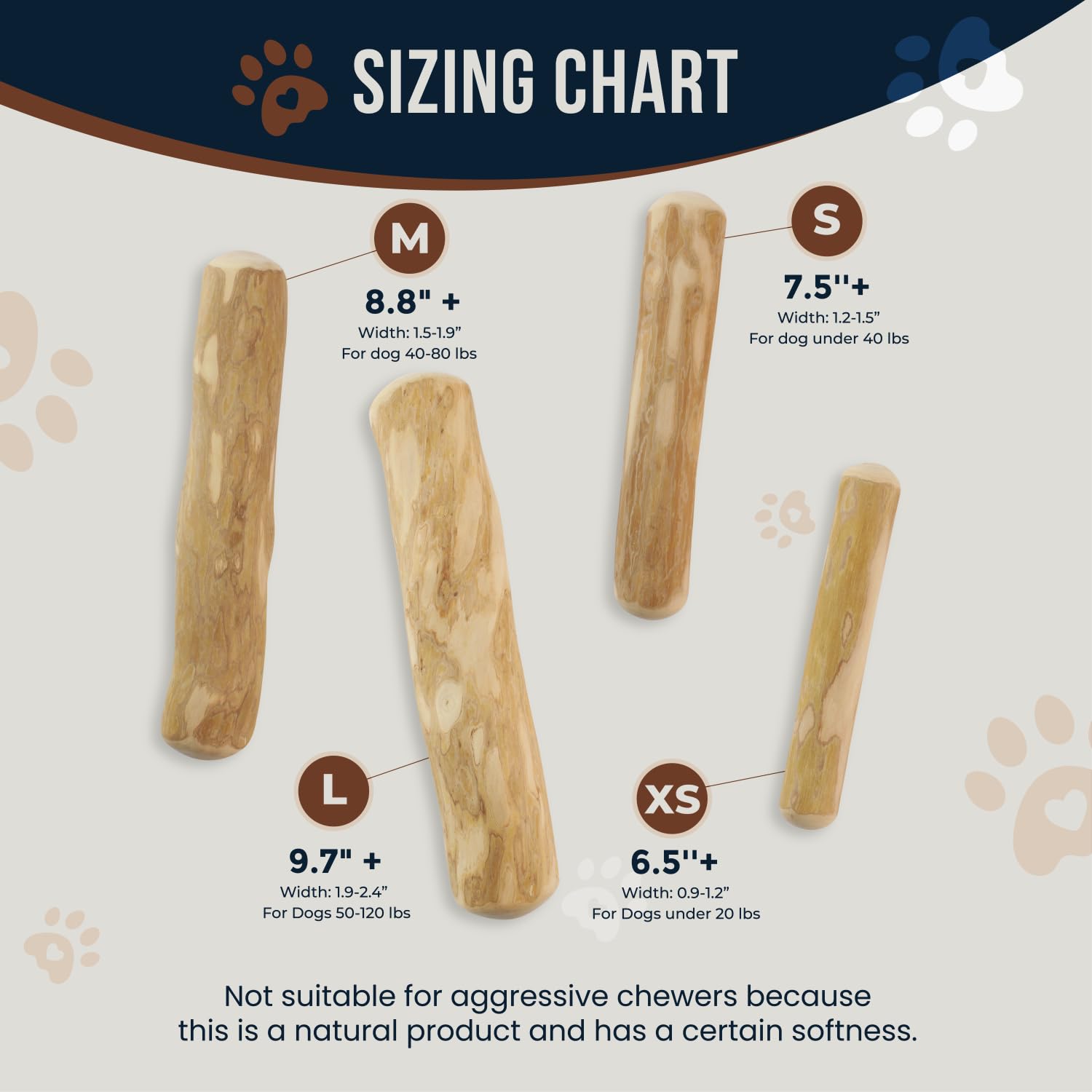 GOWGOW Coffee Wood Dog Chew Stick for Small Dogs, 7.5'', 2 Pack Size S - 100% Natural Chew Toys - Teeth Cleaning, Stress Relief, Dog Health - Organic