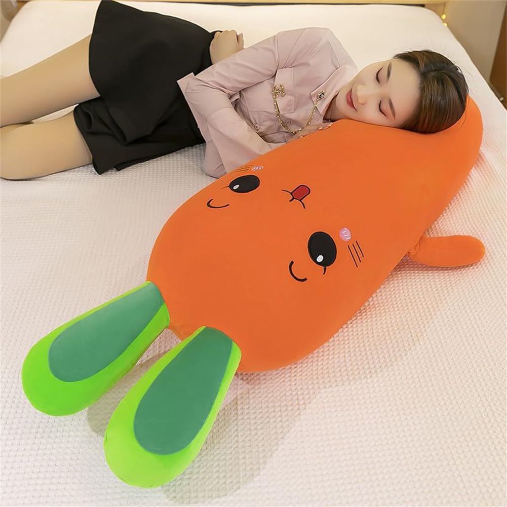 Shapeazy Carrot Plush Toy,Soft Carrot Hugging Pillow Cute Stuffed Doll Toy,Plush Vegetable Pillows Throw Pillow Plush Pillow for Kids Plush Toys Gift for Birthday Valentine Christmas (51.2inch)