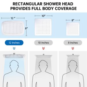 G-Promise All Metal 12 Inch Shower Head with Massage Mode Handheld, Rain Shower Head with Handheld Spray Combo, 3-Way Diverter with Pause Setting, 11 Inch Adjustable Extension Arm (Chrome)