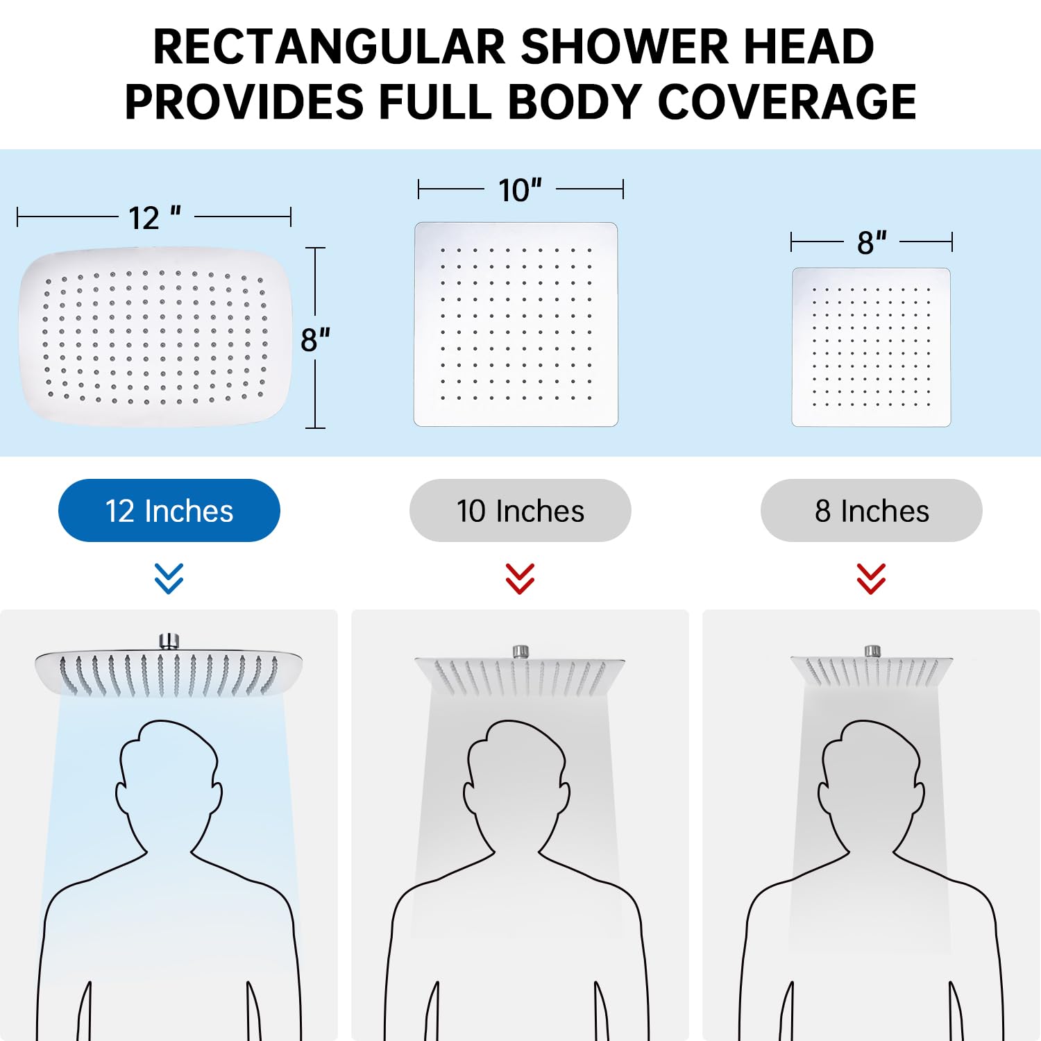 G-Promise All Metal 12 Inch Shower Head with Massage Mode Handheld, Rain Shower Head with Handheld Spray Combo, 3-Way Diverter with Pause Setting, 11 Inch Adjustable Extension Arm (Chrome)