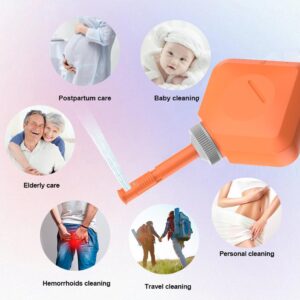 Portable Bidet for Toilet or Travel 2 of Pack.Handheld Bidet for Postpartum Perineal Care,Hemorrhoid Treatment,and Baby,Elderly,Sprayer,Bio, Personal bidets (Orange Personal Bidet)