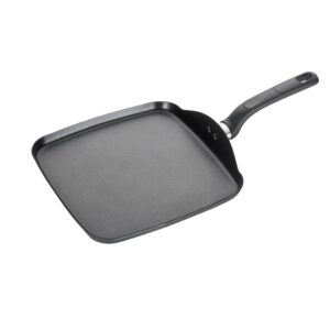 sions easy care nonstick cookware, griddle pan/flat grill, comfortable handle, even heating, dishwasher safe, oven broiler safe 350f, 11 inch pans, cookware, grey, black, sy372