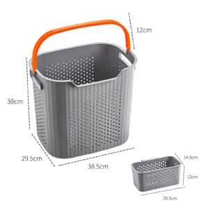 Set of Flexible Laundry Basket, Plastic Hamper for Clothes, Portable Basket with Handles, Multifunction Clothes Hamper for Home Hotel Dorm(Gray)