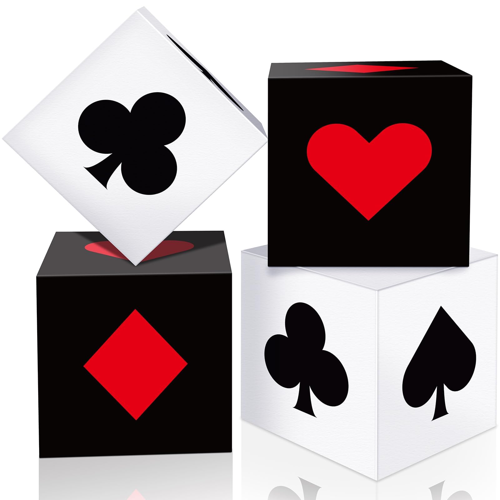 CHUNNIN 4 Pcs Casino Theme Party Decorations Casino Party Favor Boxes 12 Inch Large Dice Poker Boxes Bulk for Centerpieces Las Vegas Game Night Birthday Graduation Prom Party Decorations Supplies