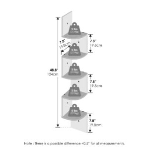 Furinno 5-Tier Floating Corner Shelf, Wall Mount Shelves for Storage and Display, White