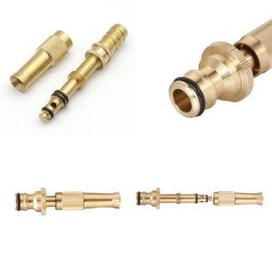 RecDec 2 Pack High Pressure Hose Nozzle Brass Adjustable Twist Spray Sprinkler Heavy Duty Quick Connect Jet Sweeper Spout for Water Gun Tap Spigot Garden Hose Connector Fittings Pipe