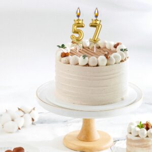 VSHILI 57th 75th Birthday Candles, Gold 75 57 Year Old Number Birthday Candles, Happy Birthday Party Cake Topper Decoration Gifts for Women Men