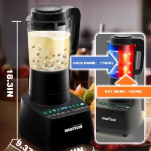 WantJoin 60 Oz Hot & Cold Countertop Cooking Blender, 24000RPM High-Speed Blender with 9 One Touch Programs, Soybean Milk Machine for Nut Butters,Soups,Shakes and Smoothies with 12H Delay Cook