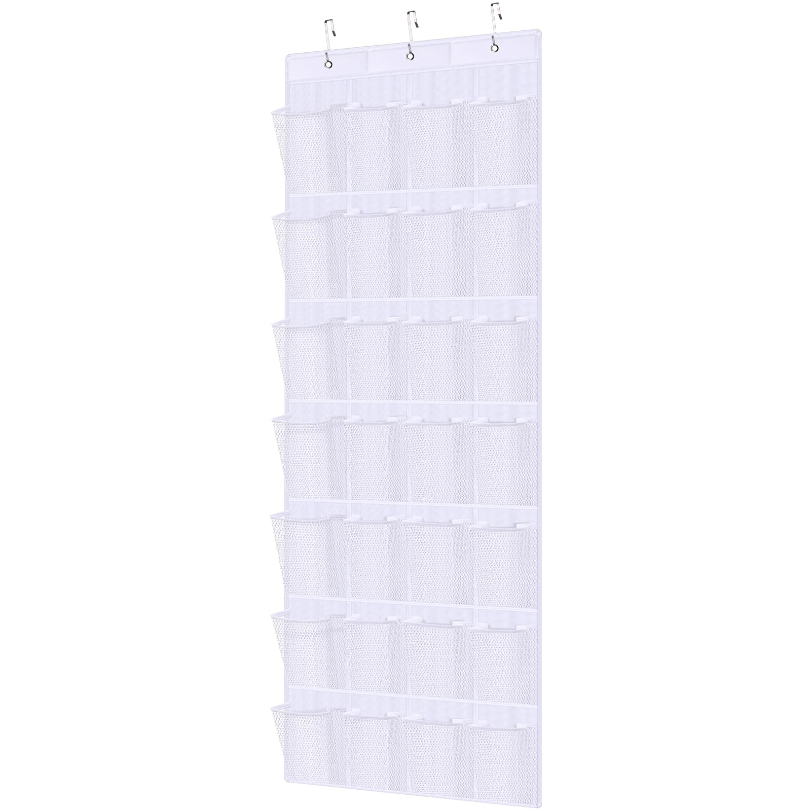 HAKACC 28 Pockets Over The Door Shoe Organizer, Hanging Shoe Organizer for Closet, Shoe Rack for Door, Hanging Shoe Storage Bag, White