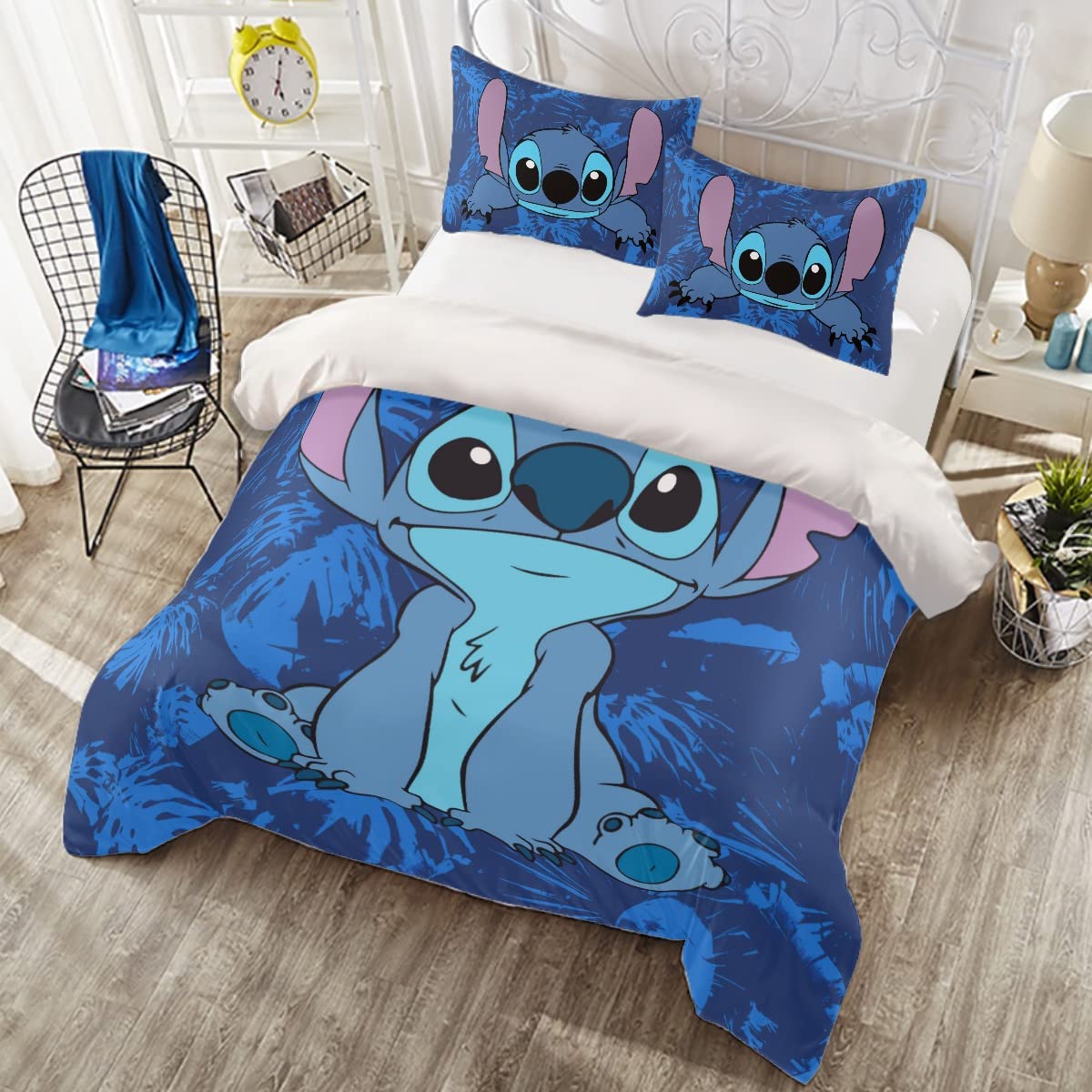 Dxoizyu Anime Bedding Sets Cute Cartoon Printed Duvet Cover Soft Bedroom Bed Decor Gifts for Boys Girls Teens Kids Children 3 Piece with 1 Duvet Cover and 2 Pillowcase Queen Size, BED-ST-3