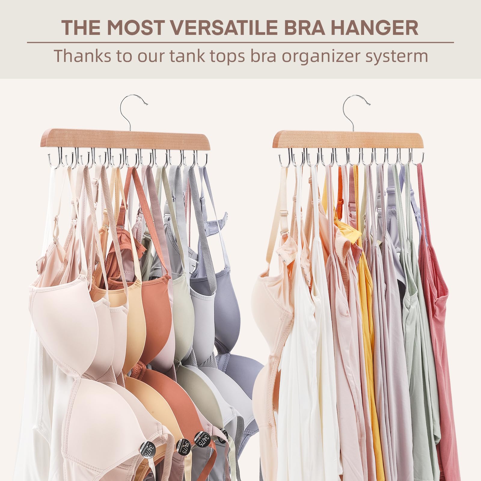 Sgokuno Bra Hangers for Closet Organizer, Tank Top Hanger with 20 Foldable Bra Hanger Hooks, Space Saving Hangers，Perfect for Dorm & Apartment essientials for Closet Organizers and Storage.