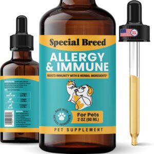 special breed allergy & immune with elderberry, allergy relief for cats and dogs, anti itch treatment, relief for pet allergies, immune support for cat or dog, 2 oz