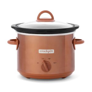 crock-pot 3 quarts manual design series slow cooker with 3 manual heat settings cooks meals for 3 plus people with removable stoneware bowl, copper