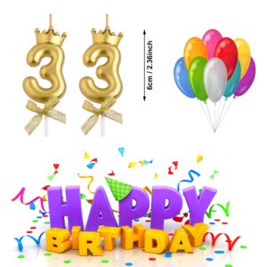 VSHILI 33rd Birthday Candles, Gold 33 Year Old Number Birthday Candles, Happy Birthday Party Cake Topper Decoration Gifts for Women Men