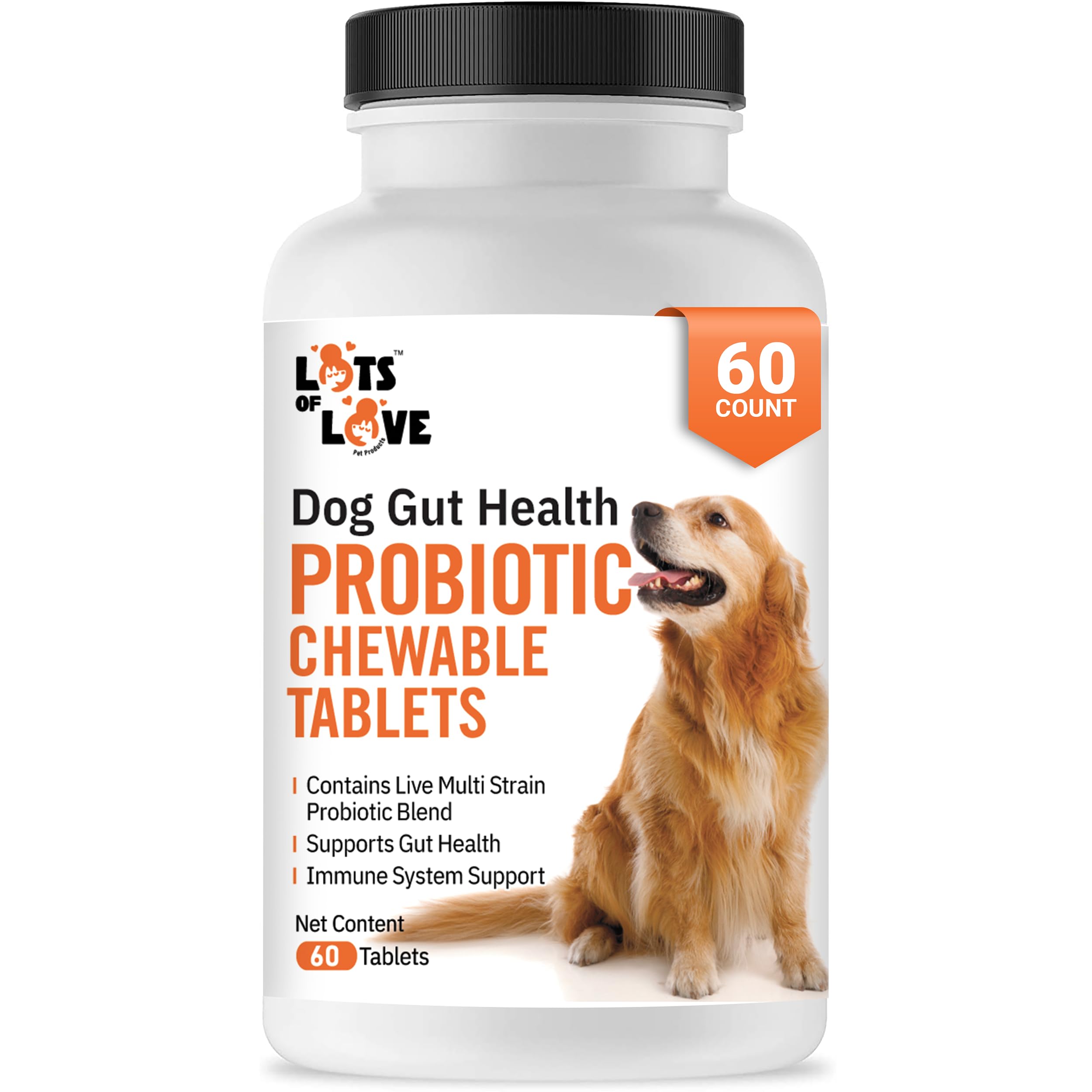 Dog Probiotic Chewable Tablets - Probiotic for Dog - Probiotic Supplement - Lots of Love Pet Products - 60 Count (Pack of 1)