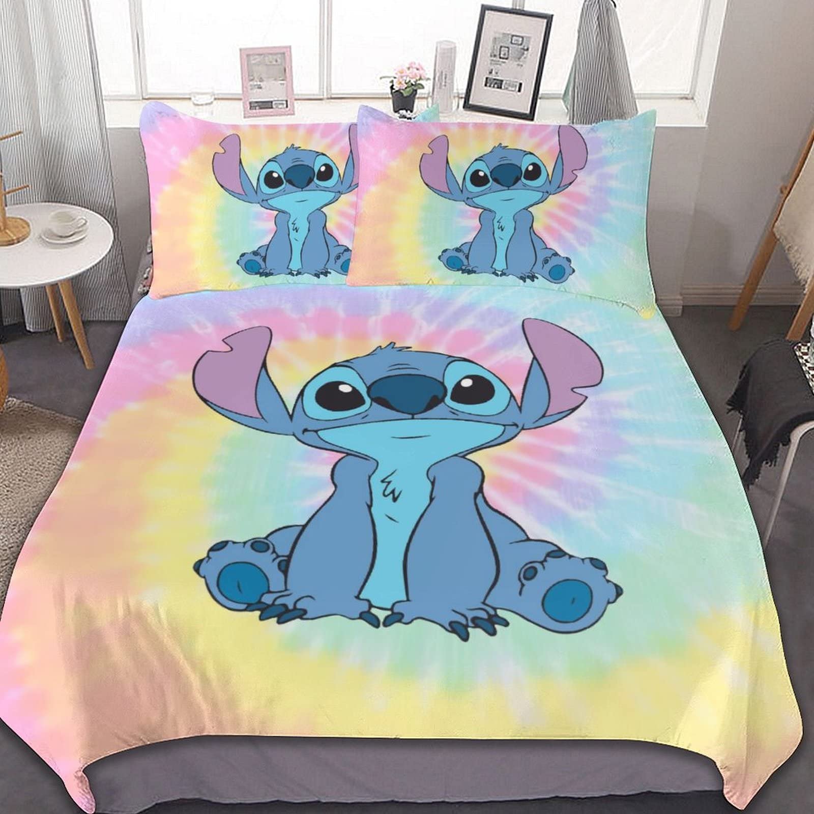 Dxoizyu Anime Bedding Sets Cute Cartoon Printed Duvet Cover Soft Bedroom Bed Decor Gifts for Boys Girls Teens Kids Children 3 Piece with 1 Duvet Cover and 2 Pillowcase Twin Size, BED-ST-3