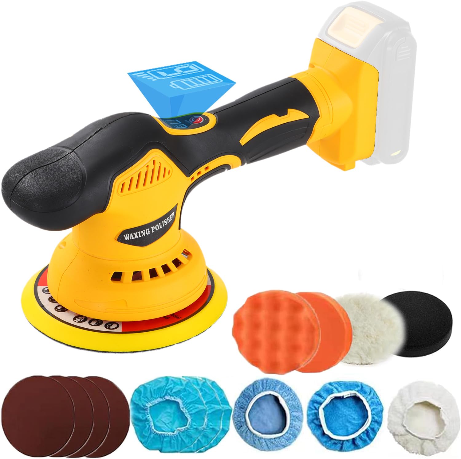 Cordless Car Buffer Polisher Compatible for Dewalt 20V Battery, Power Polisher for Car Detailing/Polishing/Waxing(Battery Not Included)