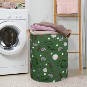 Large Laundry Basket Collapsible Laundry Hamper Cartoon Green Golf Ball Sport Laundry Bag with Handles Tall Clothes Hamper Toys Storage Basket Bin for Nursery College Dorm (70L)