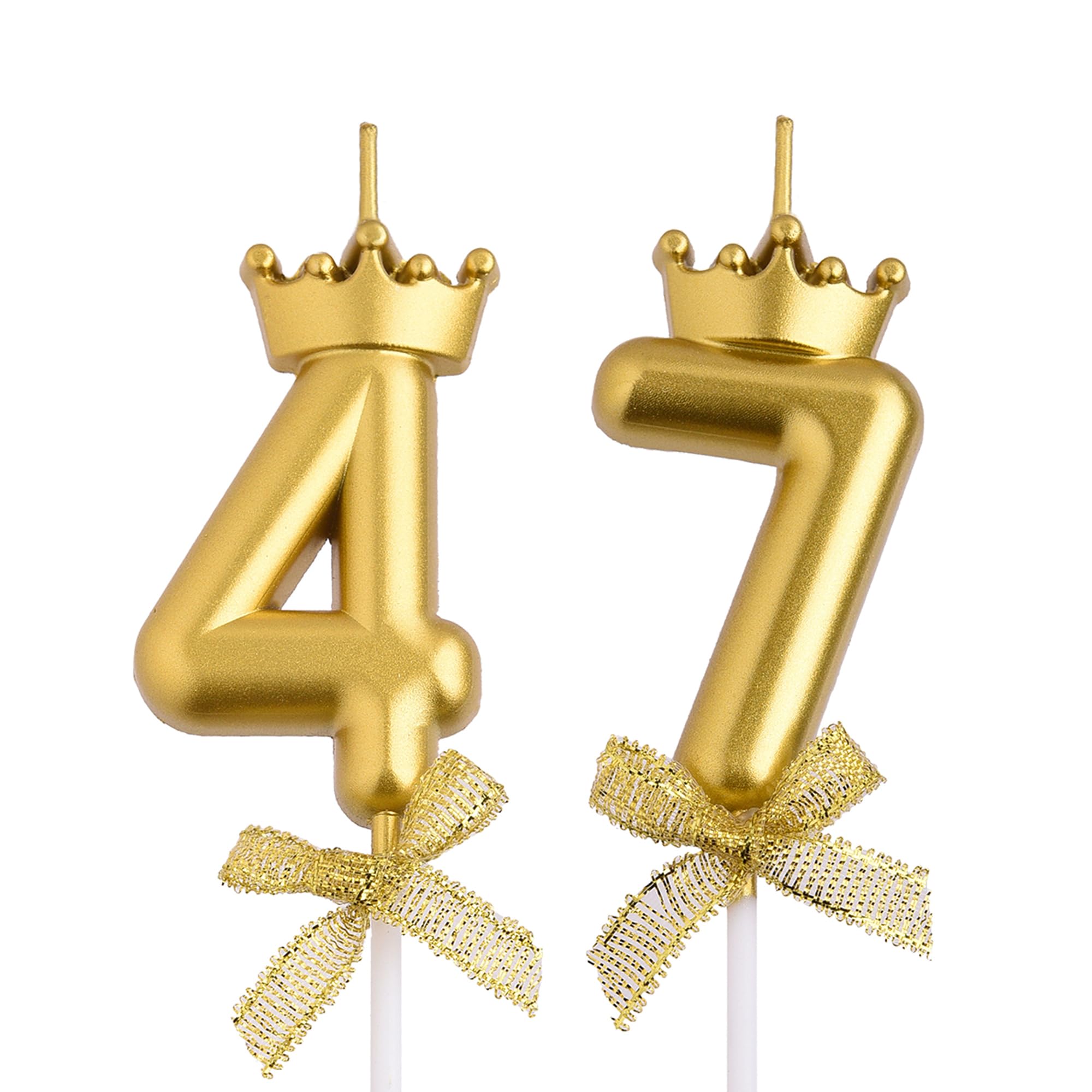 VSHILI 47th 74th Birthday Candles, Gold 74 47 Year Old Number Birthday Candles, Happy Birthday Party Cake Topper Decoration Gifts for Women Men