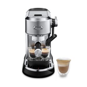 de'longhi dedica maestro plus espresso machine with automatic steam wand for latte, cappuccino, coffee, stainless steel, ec950m