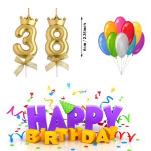 VSHILI 38th 83rd Birthday Candles, Gold 83 38 Year Old Number Birthday Candles, Happy Birthday Party Cake Topper Decoration Gifts for Women Men