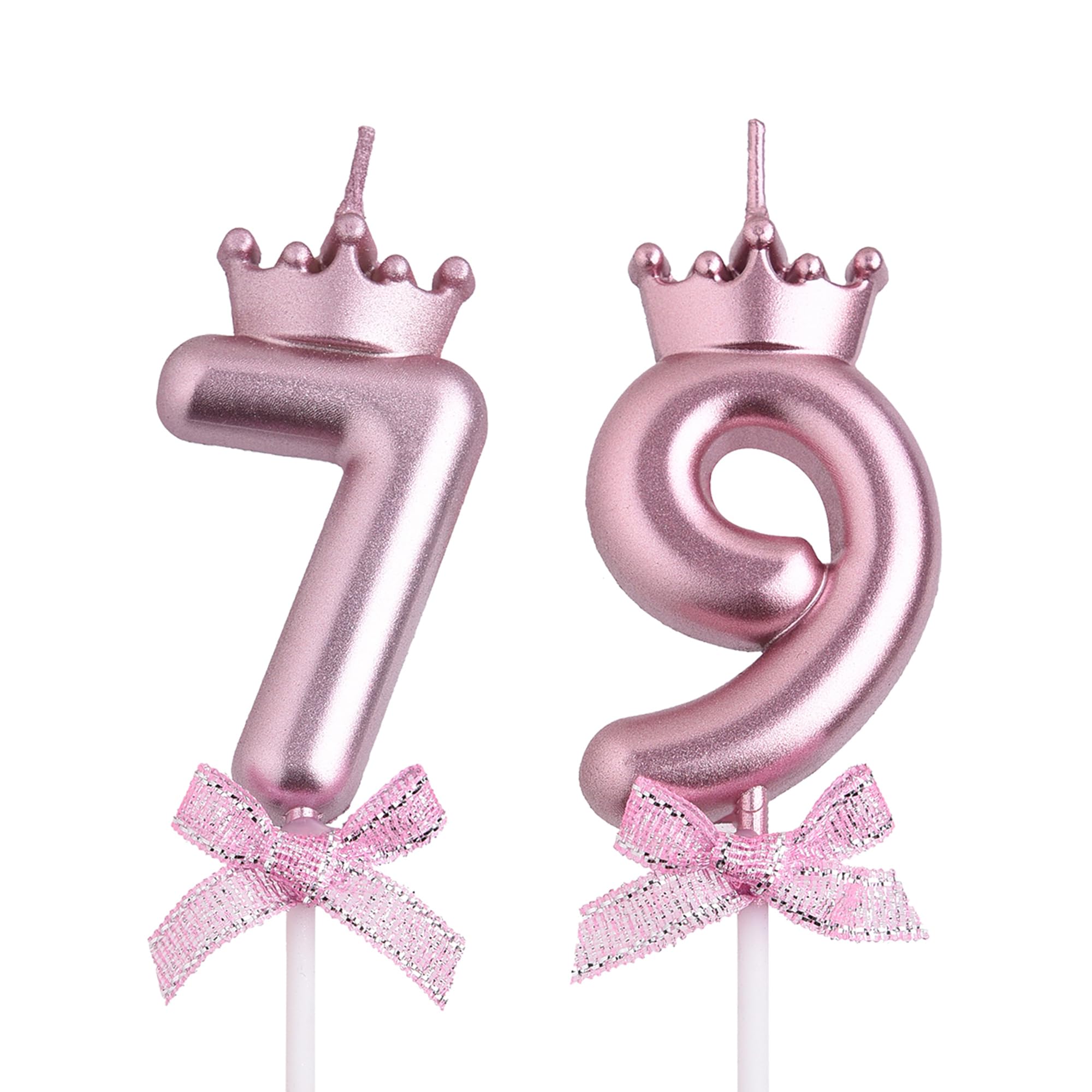 VSHILI 79th 97th Birthday Candles, Rose Gold 97 79 Year Old Number Birthday Candles, Happy Birthday Party Cake Topper Decoration Gifts for Women Men