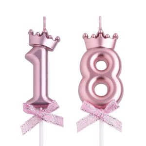 vshili 18th birthday candles, rose gold 18 year old number birthday candles, happy birthday party cake topper decoration gifts for boys girls