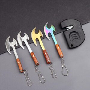 Ruksifg Mini Knife Set Tiny Knife Mini Axe for Package Opener, Letter Opener, Collection, Mini Knives Set with Sheath and Sharpener(Mixed Color-4Pcs)