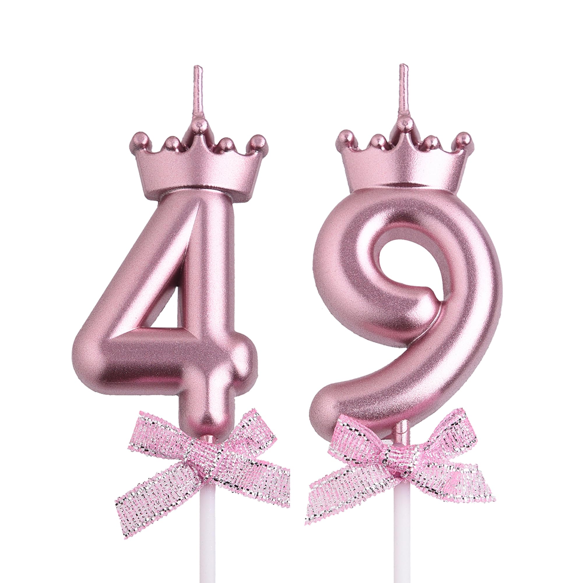 VSHILI 49th 94th Birthday Candles, Rose Gold 94 49 Year Old Number Birthday Candles, Happy Birthday Party Cake Topper Decoration Gifts for Women Men