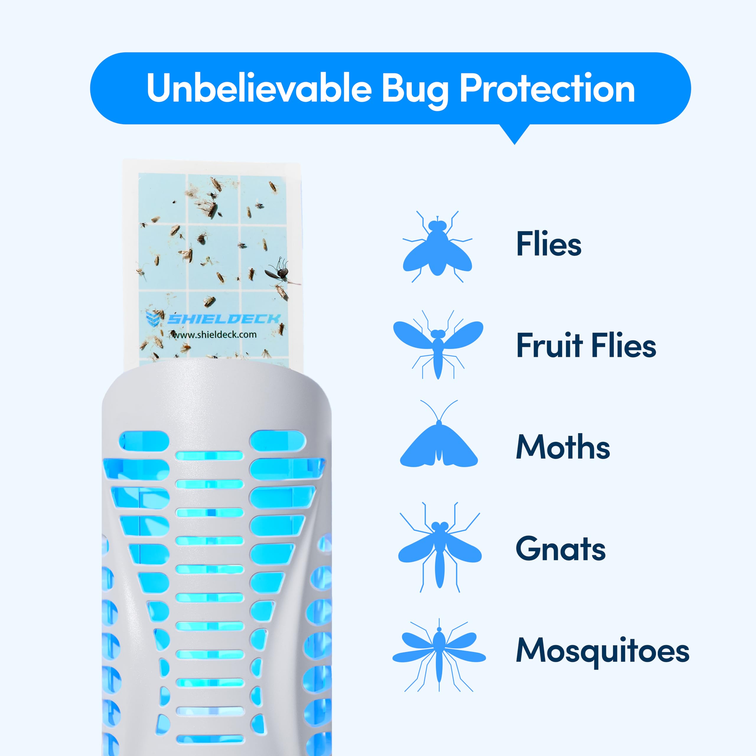 Shieldeck BuzzTrap Refills - 8-Pack Sticky Pads - Indoor Flying Insect Trap - Plug-in Fly, Fruit Fly, Gnat, and Mosquito Trap (8 Refills - No Device)