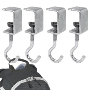 4 pack desk bag holder schoolbag hooks headphone hanger stand, adjustable metal under desk clamp hook mount for portable bag gaming headphones clothes table hook, save space