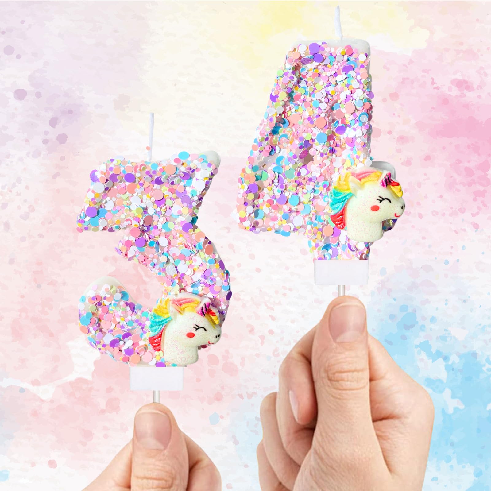 CasaPopz Unicorn Birthday Number Candles for Cake, Pink Number 5 Candle, Fun Glitter Unicorn Cake Topper, Birthday Decorations Cupcake Topper for Party Supplies