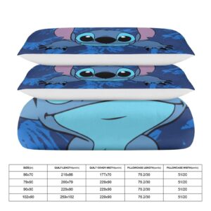 Dxoizyu Anime Bedding Sets Cute Cartoon Printed Duvet Cover Soft Bedroom Bed Decor Gifts for Boys Girls Teens Kids Children 3 Piece with 1 Duvet Cover and 2 Pillowcase Queen Size, BED-ST-3