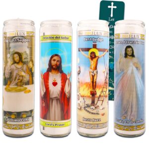 graydon hall 4 pack jesus 8 inch white religious candles - bundle with 4 jesus candles for vigils, prayers, blessing ceremonies, and more | jesus devotional candles